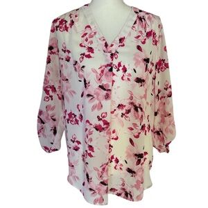 Anne Klein Pink Floral Blouse Size PL New